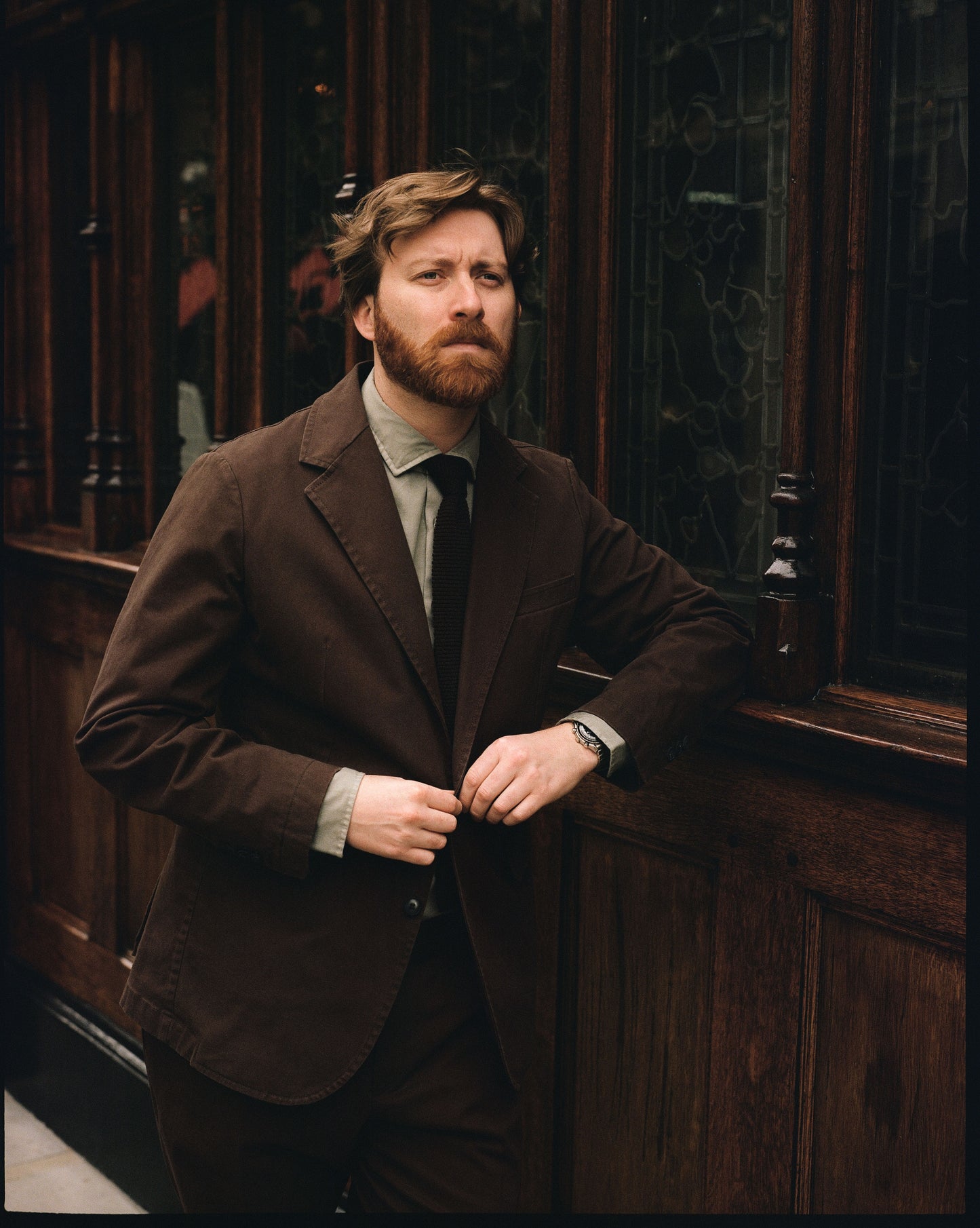 Brown Cotton Gabardine Suit
