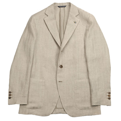 Beige Hemp Herringbone Blazer / Jacketinthebox