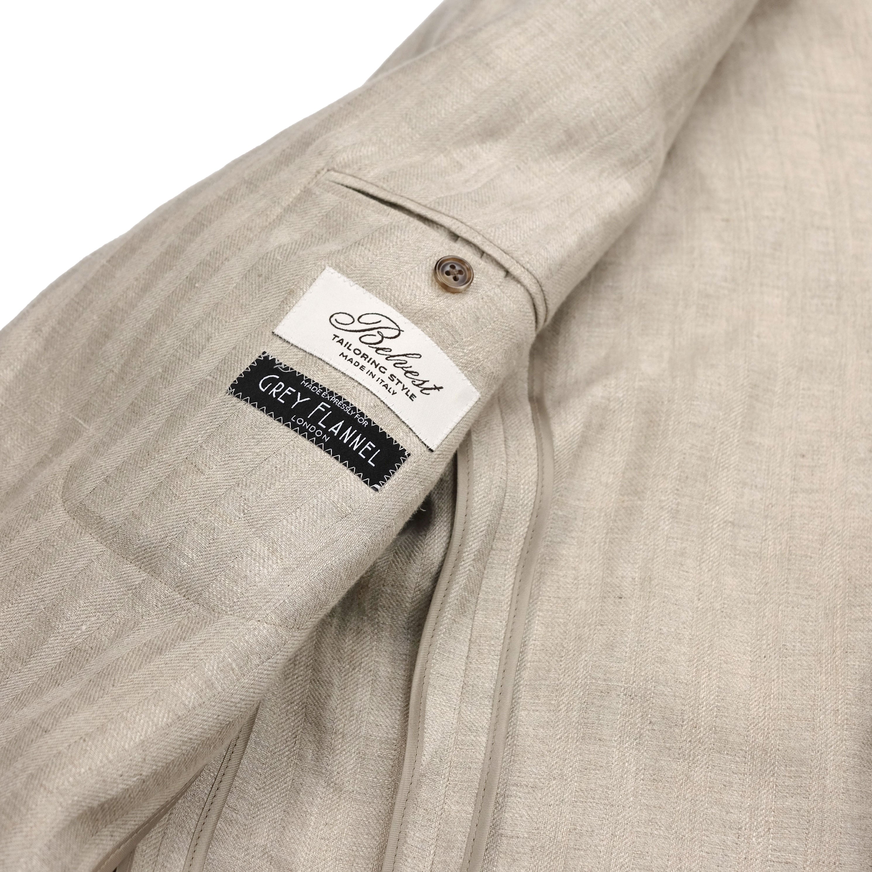 Beige Hemp Herringbone Blazer / Jacketinthebox