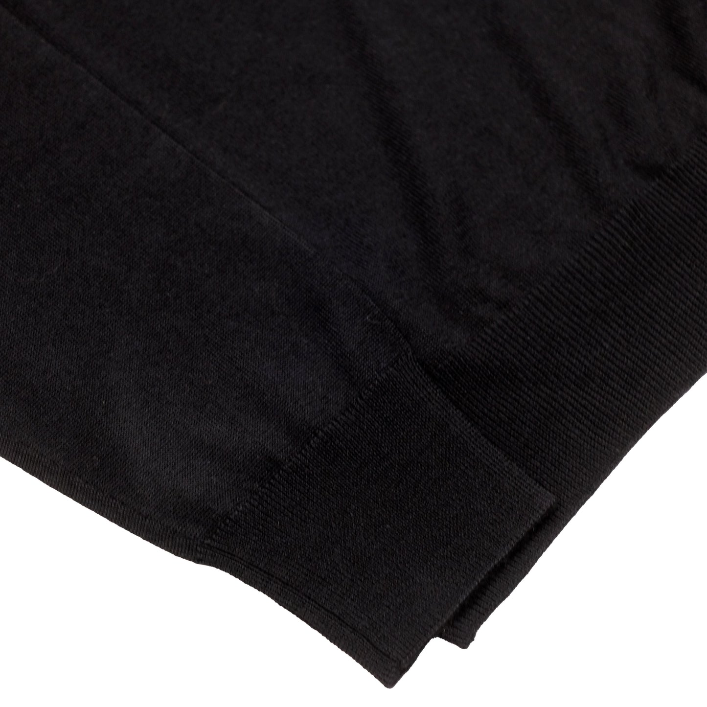 Black Wool Long Sleeve Polo Shirt