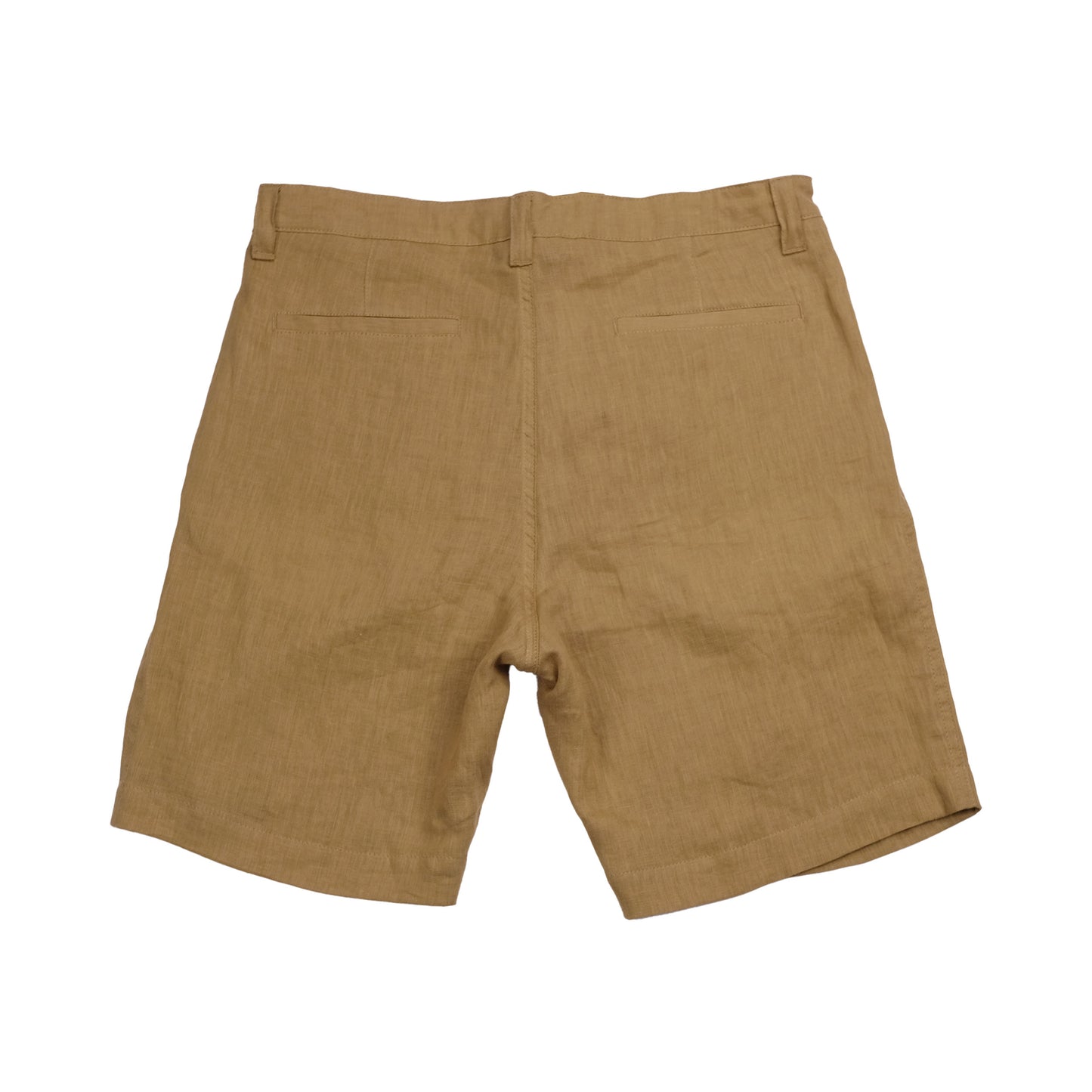 Brown Pleated Linen Easy Shorts