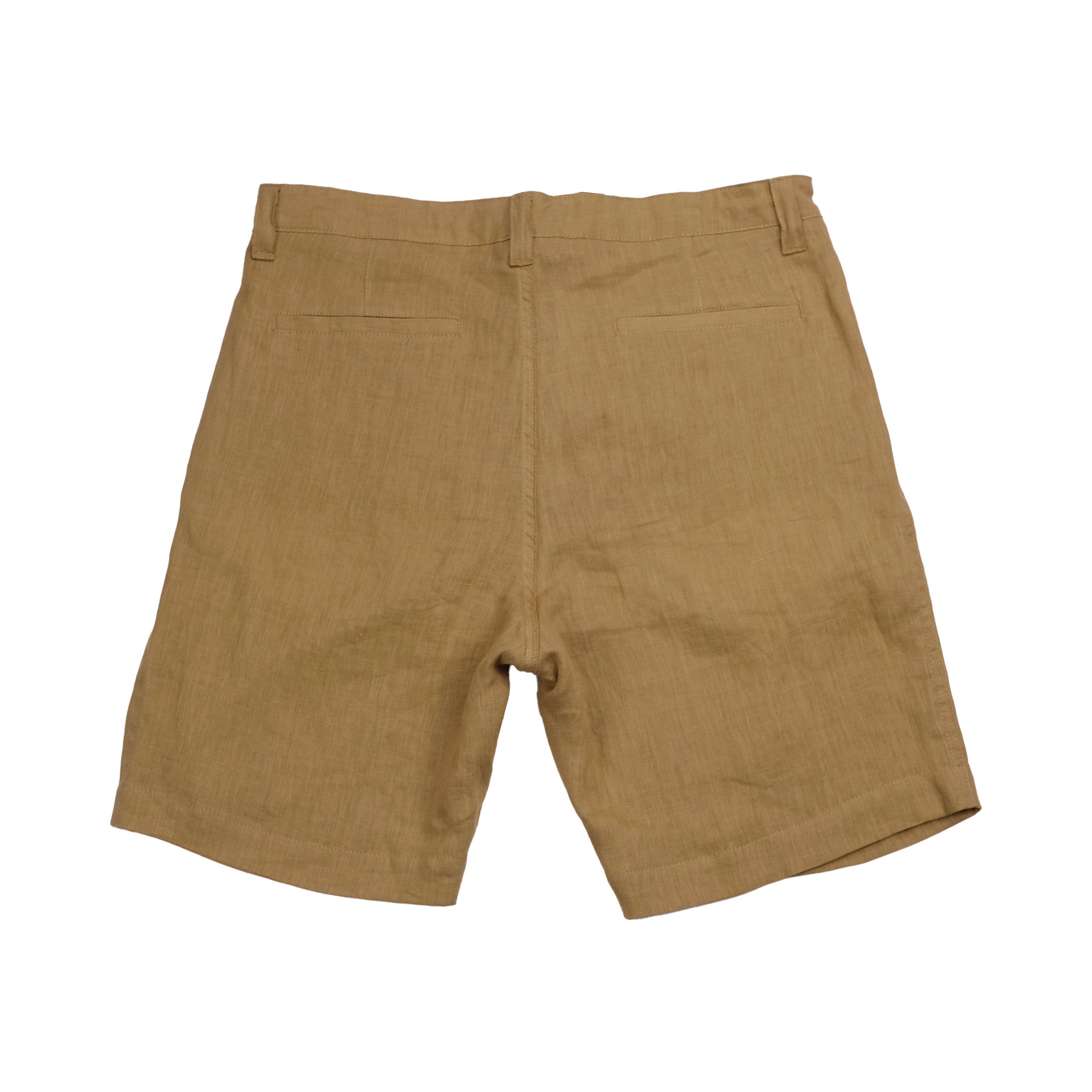 Brown Pleated Linen Easy Shorts