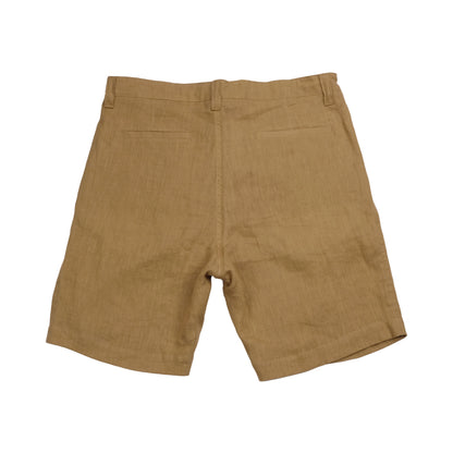 Brown Pleated Linen Easy Shorts