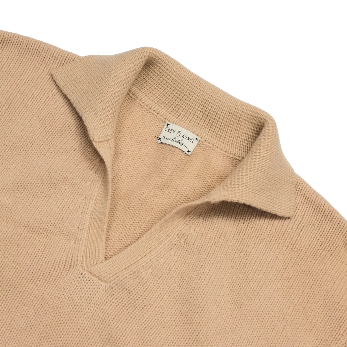Camel Recycled Cashmere Polo Collar Sweater