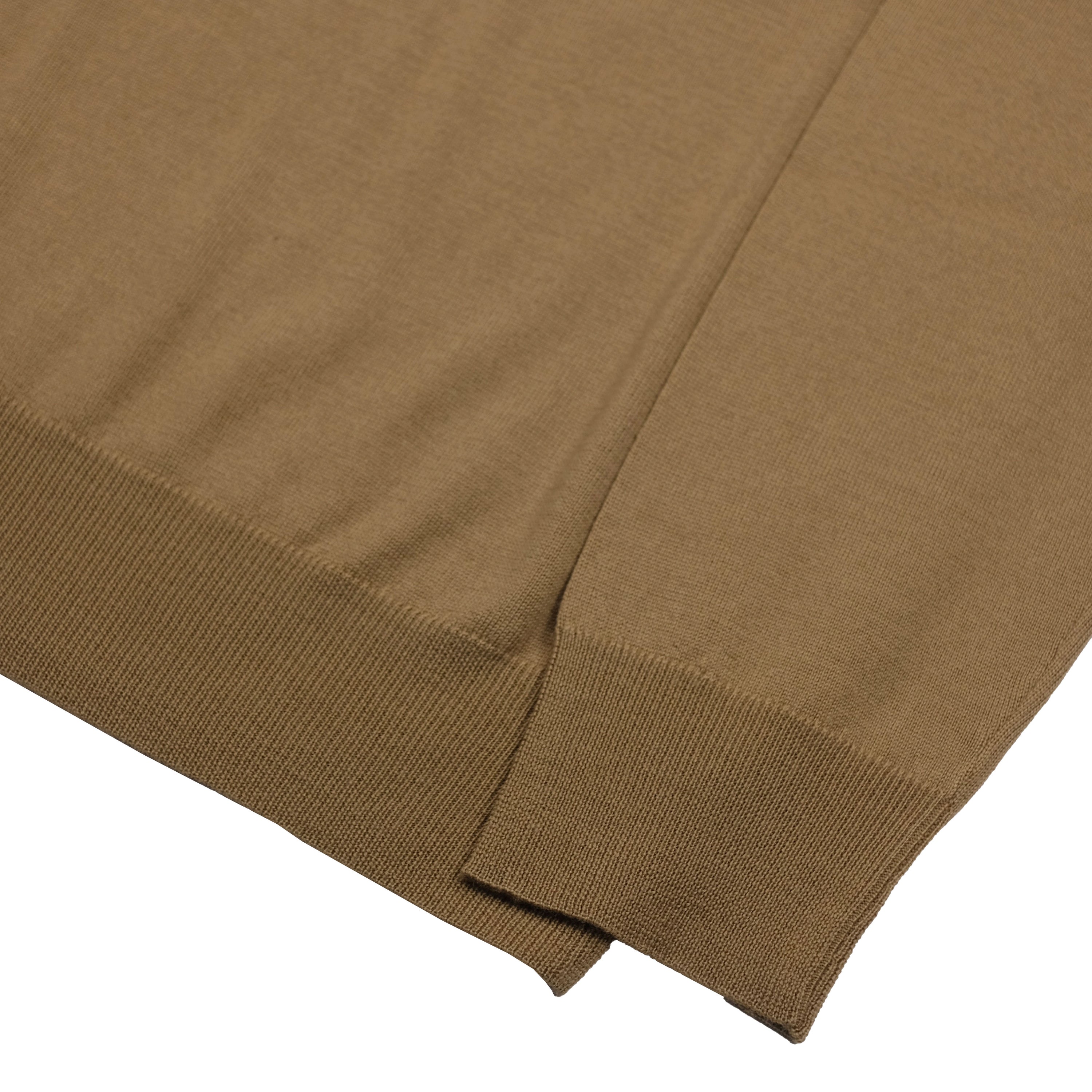 Camel Wool Long Sleeve Polo Shirt
