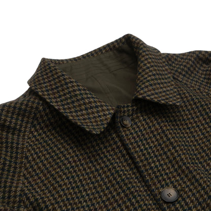 Olive Dogstooth Reversible Raglan Overcoat