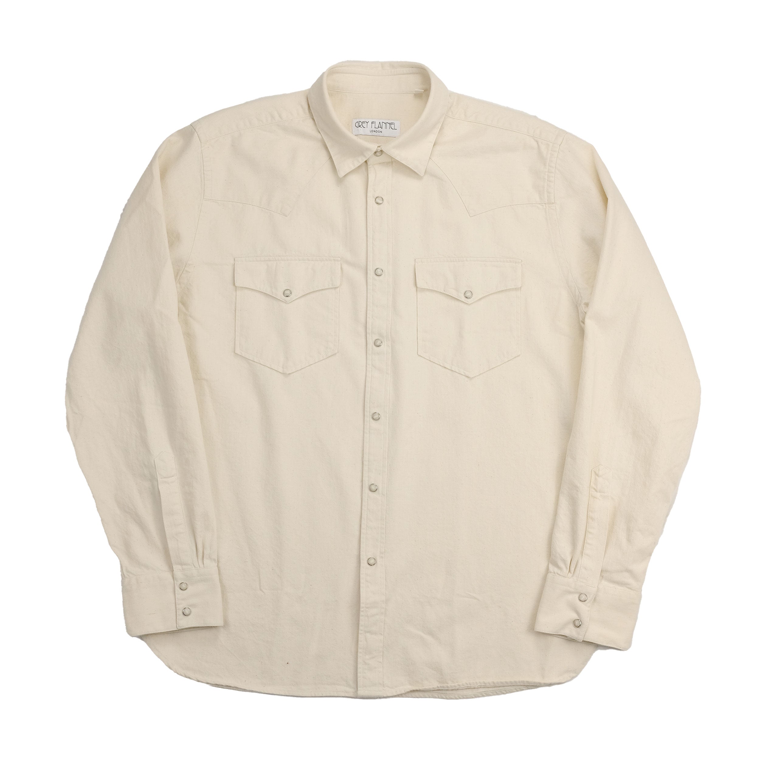 Heavy Ecru Cotton Western Shirt