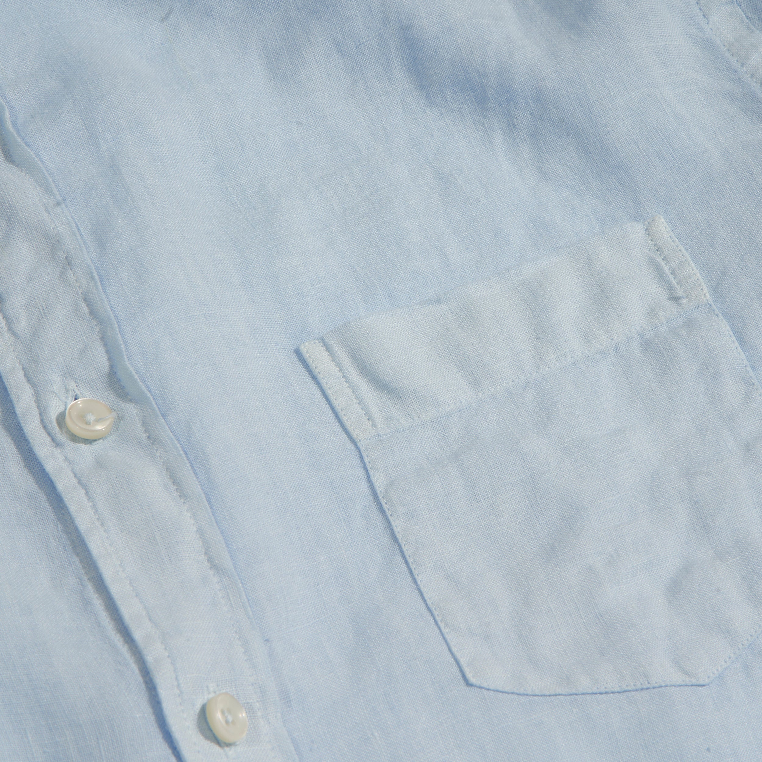 Sky Garment Dyed Collarless Linen Shirt