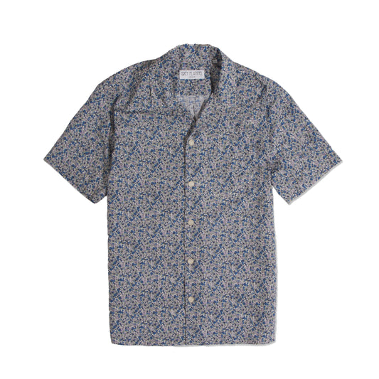 Blue Pansie Bowling Shirt