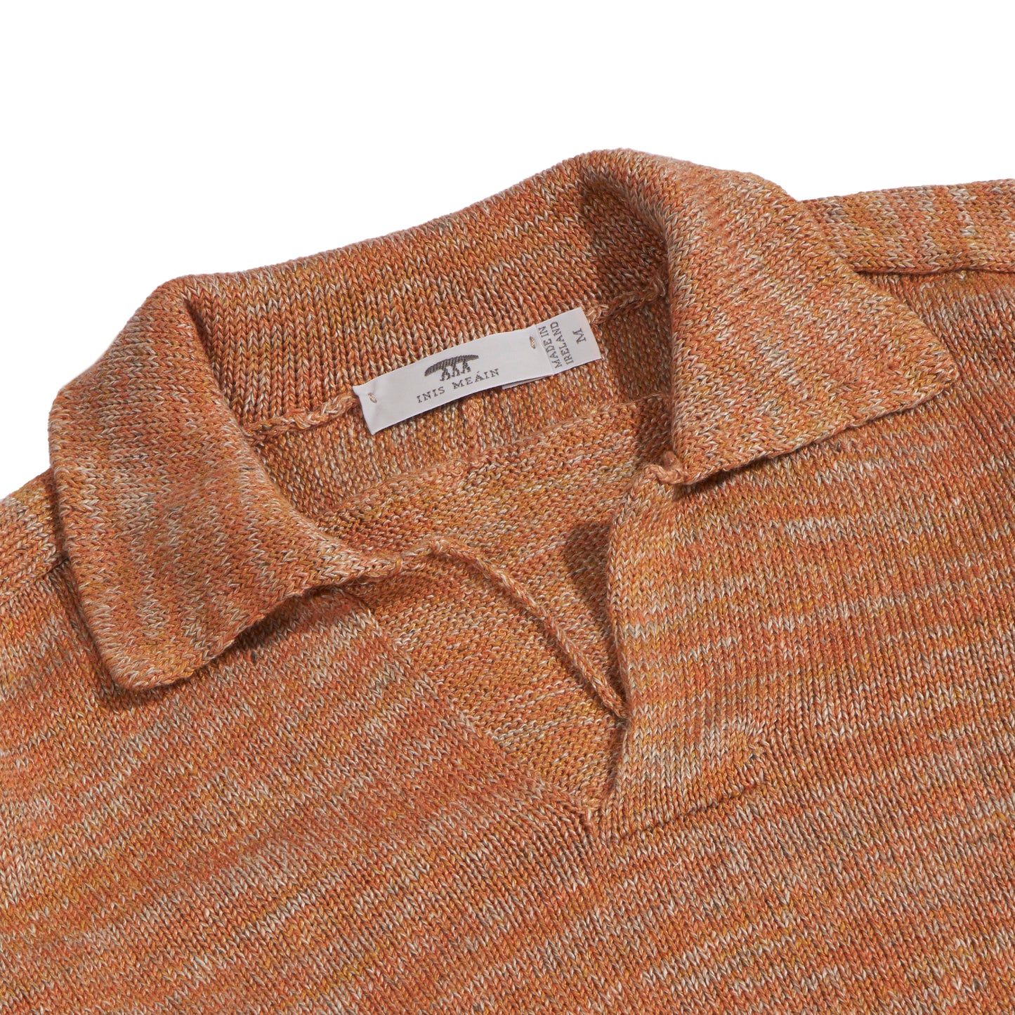 Orange Marl Linen Buttonless Polo