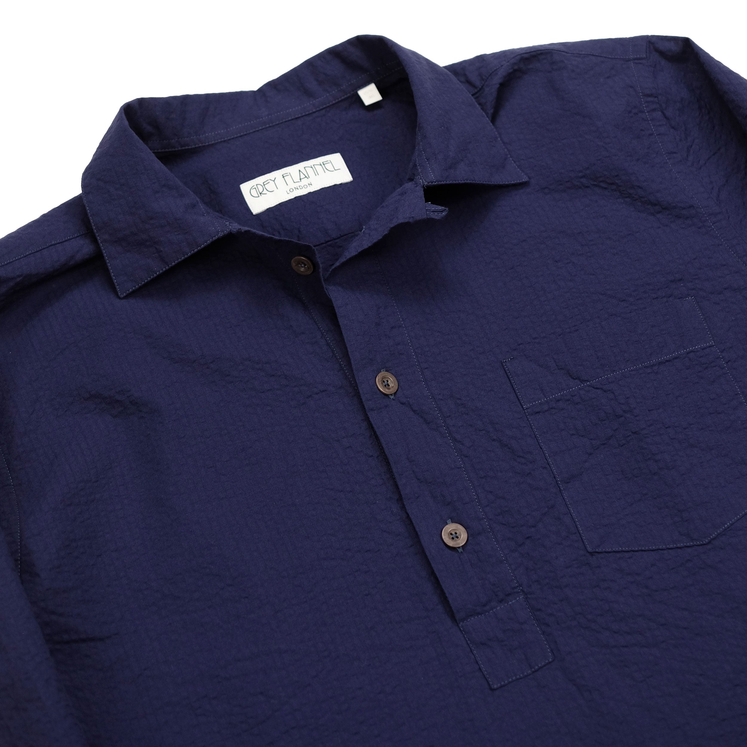 Navy Seersucker Popover Shirt