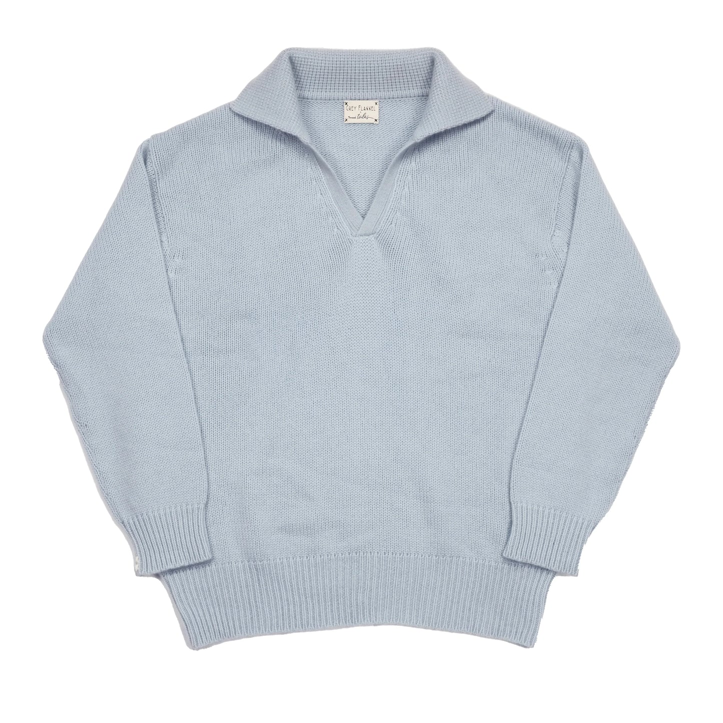 Periwinkle Blue Recycled Cashmere Polo Collar Sweater