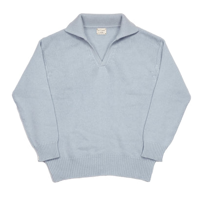 Periwinkle Blue Recycled Cashmere Polo Collar Sweater
