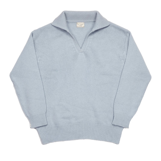 Periwinkle Blue Recycled Cashmere Polo Collar Sweater