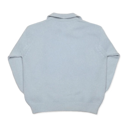 Periwinkle Blue Recycled Cashmere Polo Collar Sweater