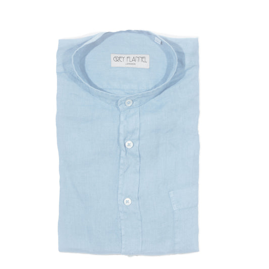 Sky Collarless Linen Shirt