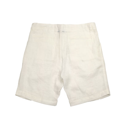 White Pleated Linen Easy Shorts