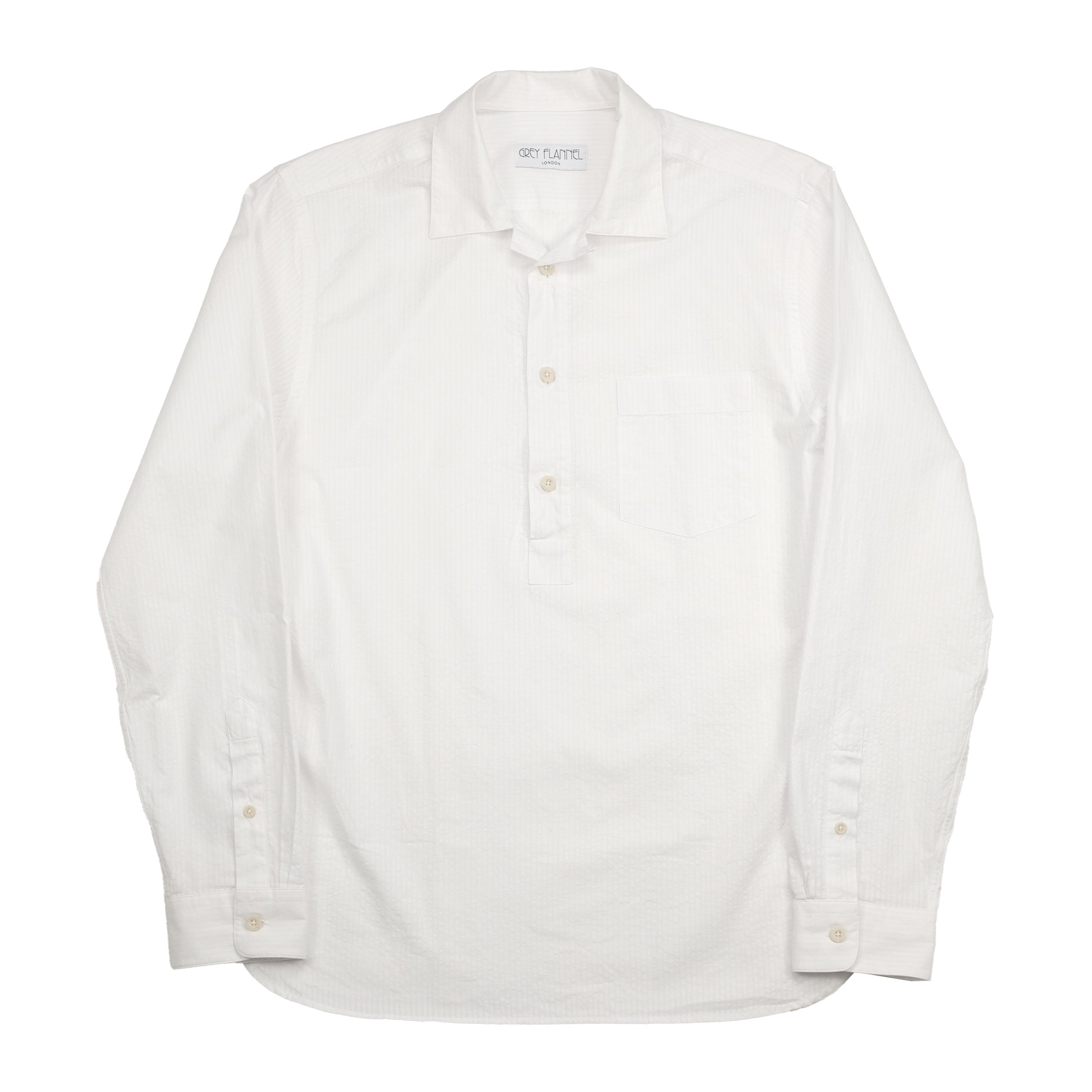 White Seersucker Popover Shirt
