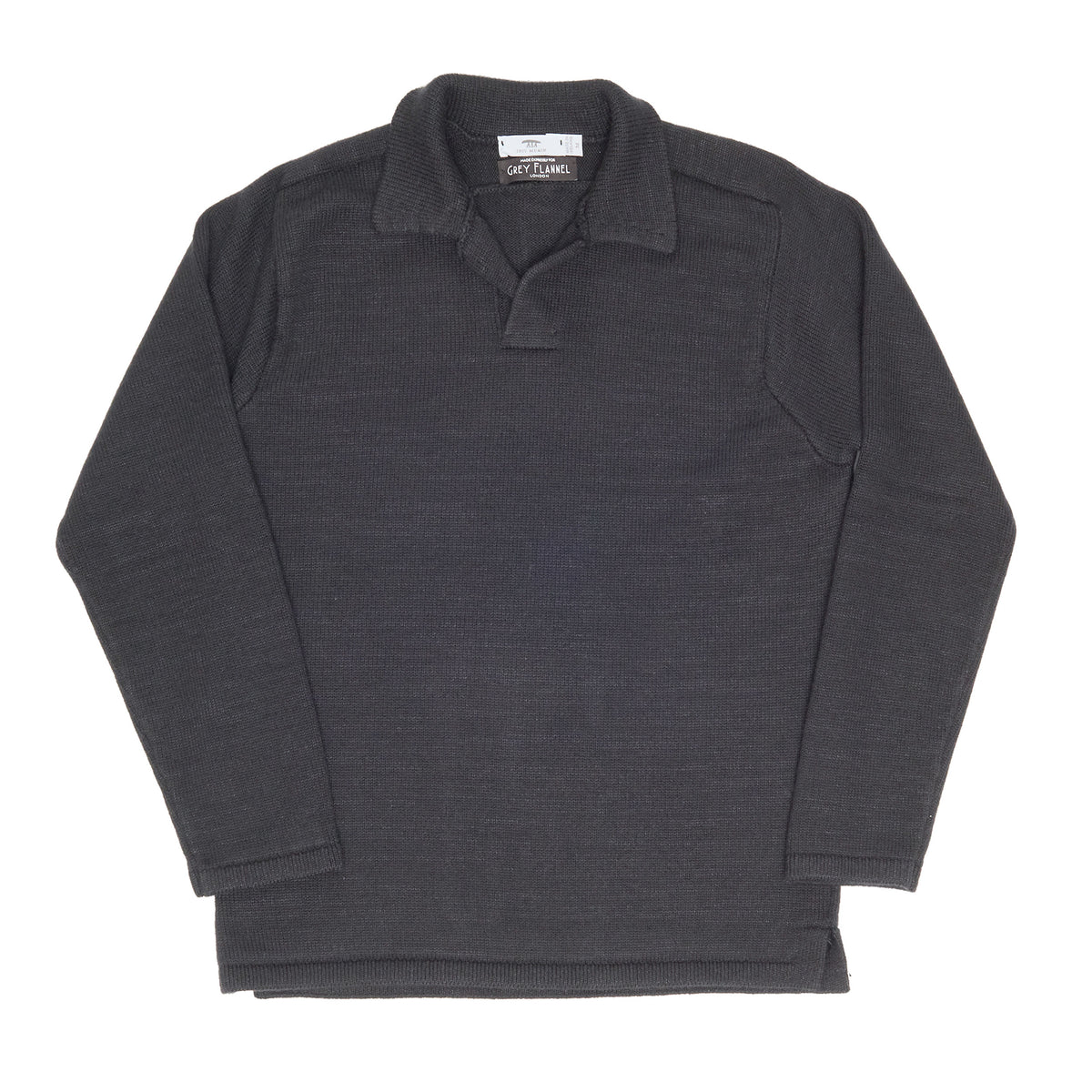 Charcoal Buttonless Polo L/S Sweater