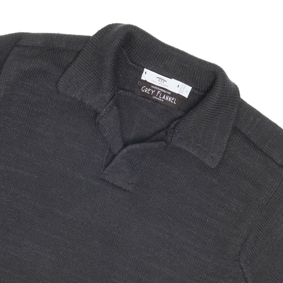 Charcoal Buttonless Polo L/S Sweater