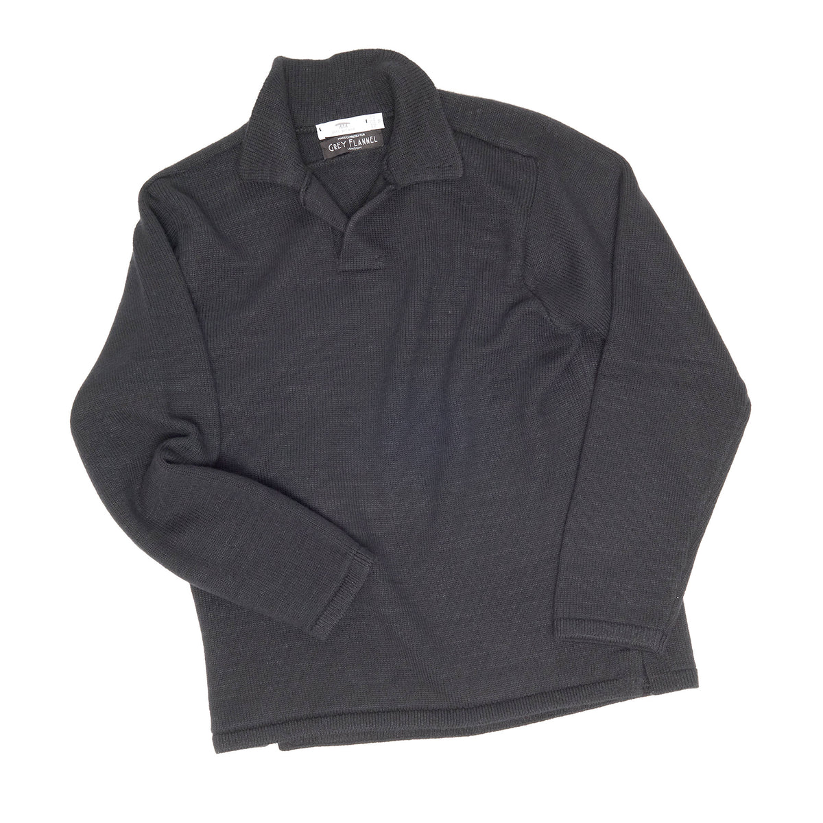 Charcoal Buttonless Polo L/S Sweater