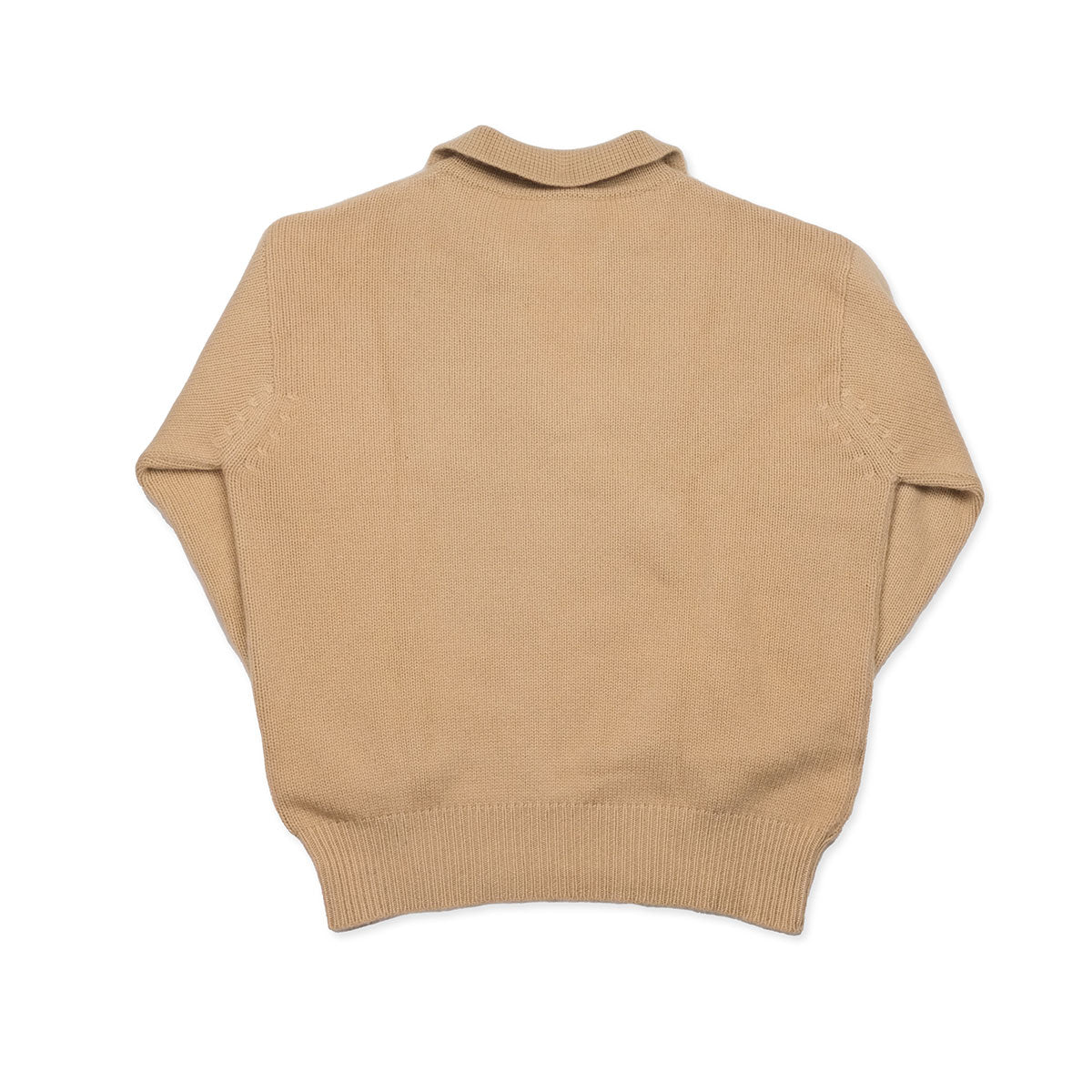Camel Recycled Cashmere Polo Collar Sweater