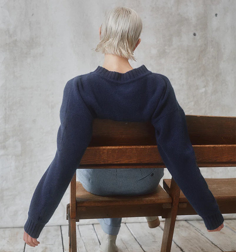 Indigo Recycled Cashmere Crew Neck Jumper