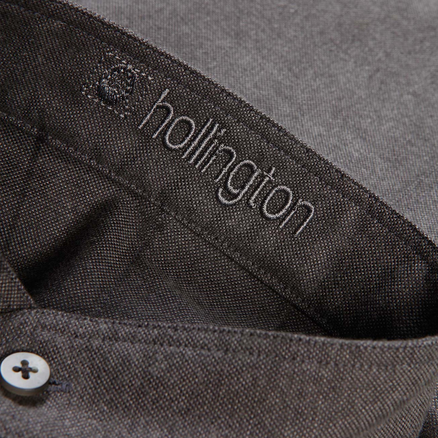 Hollington Earth Wool Band Collar Shirt Brown Grey Flannel
