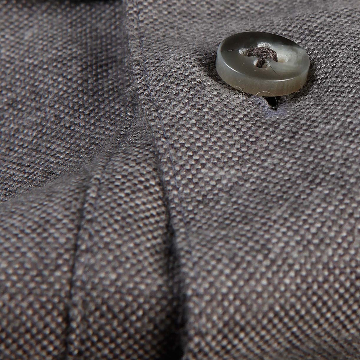 Hollington Earth Wool Band Collar Shirt Brown Grey Flannel