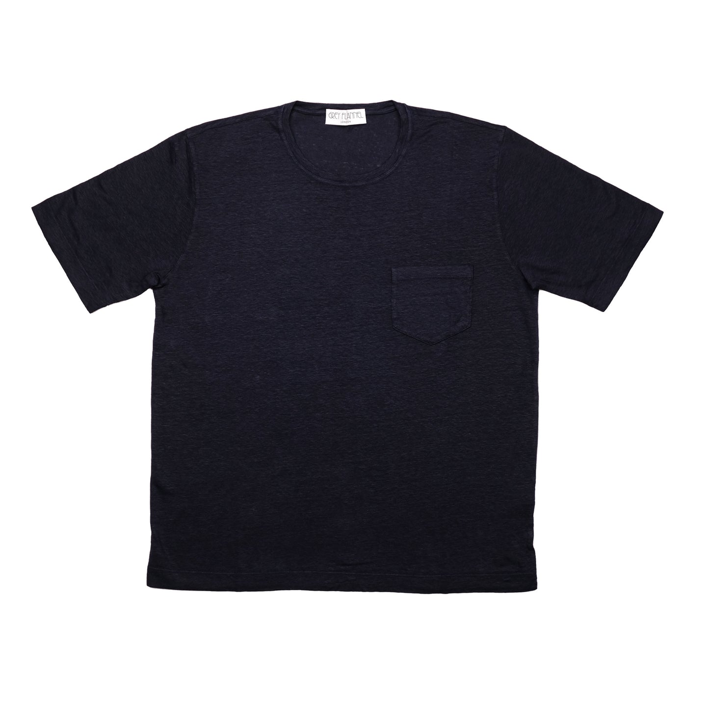 Navy Linen Pocket T-Shirt