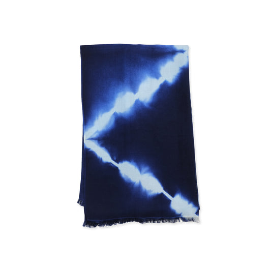 Large Cashmere Diamond Tie Dye Scarf (Indigo)